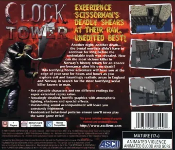 Clock Tower (US) box cover back